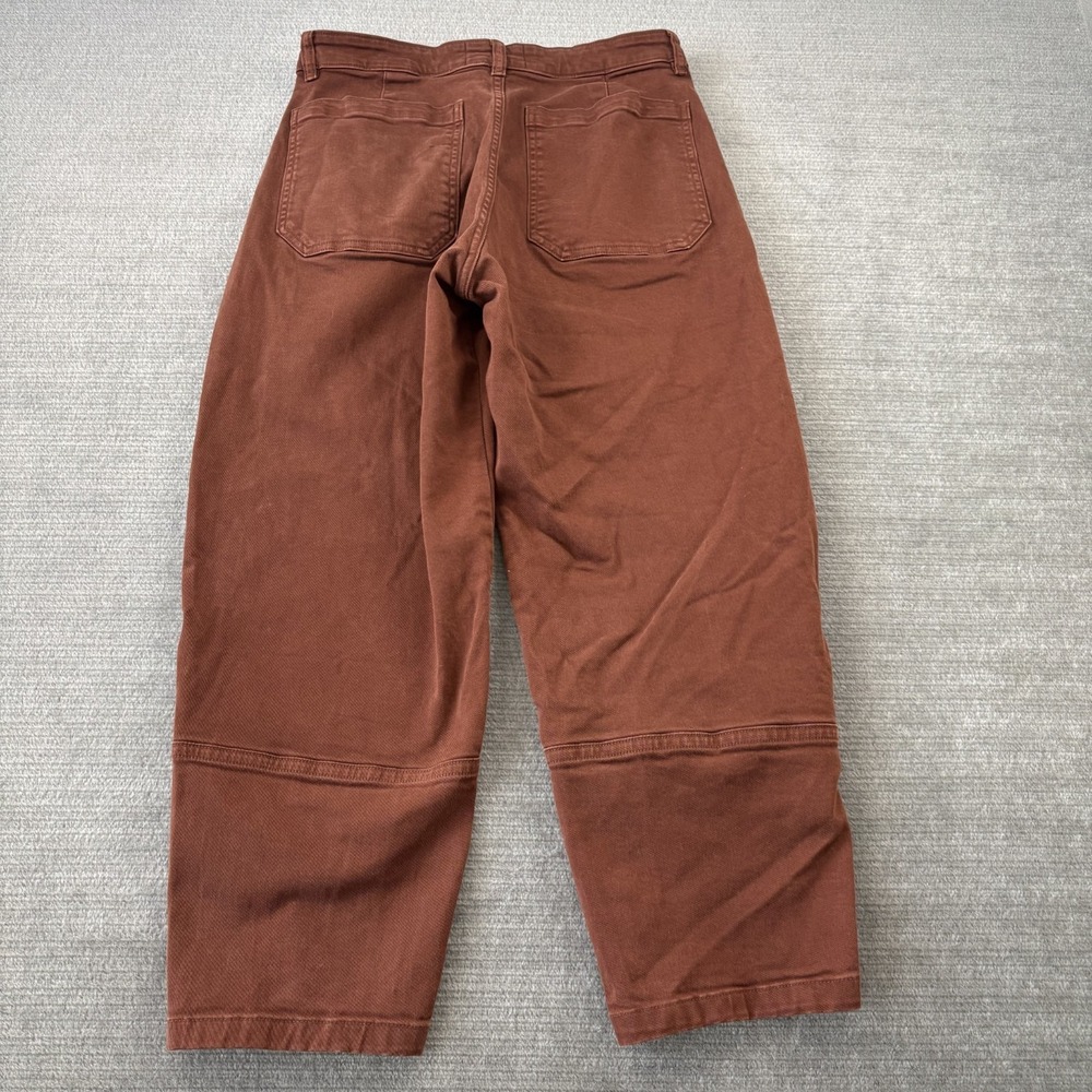 Everlane Pants Women 10 Brown Barrel Leg Utility High Rise Cotton Casual Stretch - Picture 2 of 10